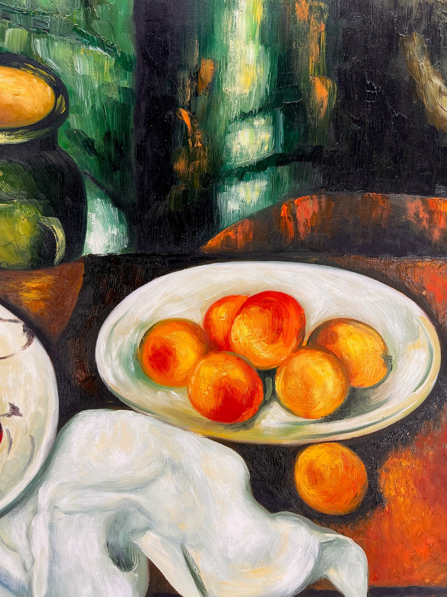 Cézanne – Bessen en fruit – handgeschilderd olieverf op canvas (164 × 80 cm) – framed on canvas