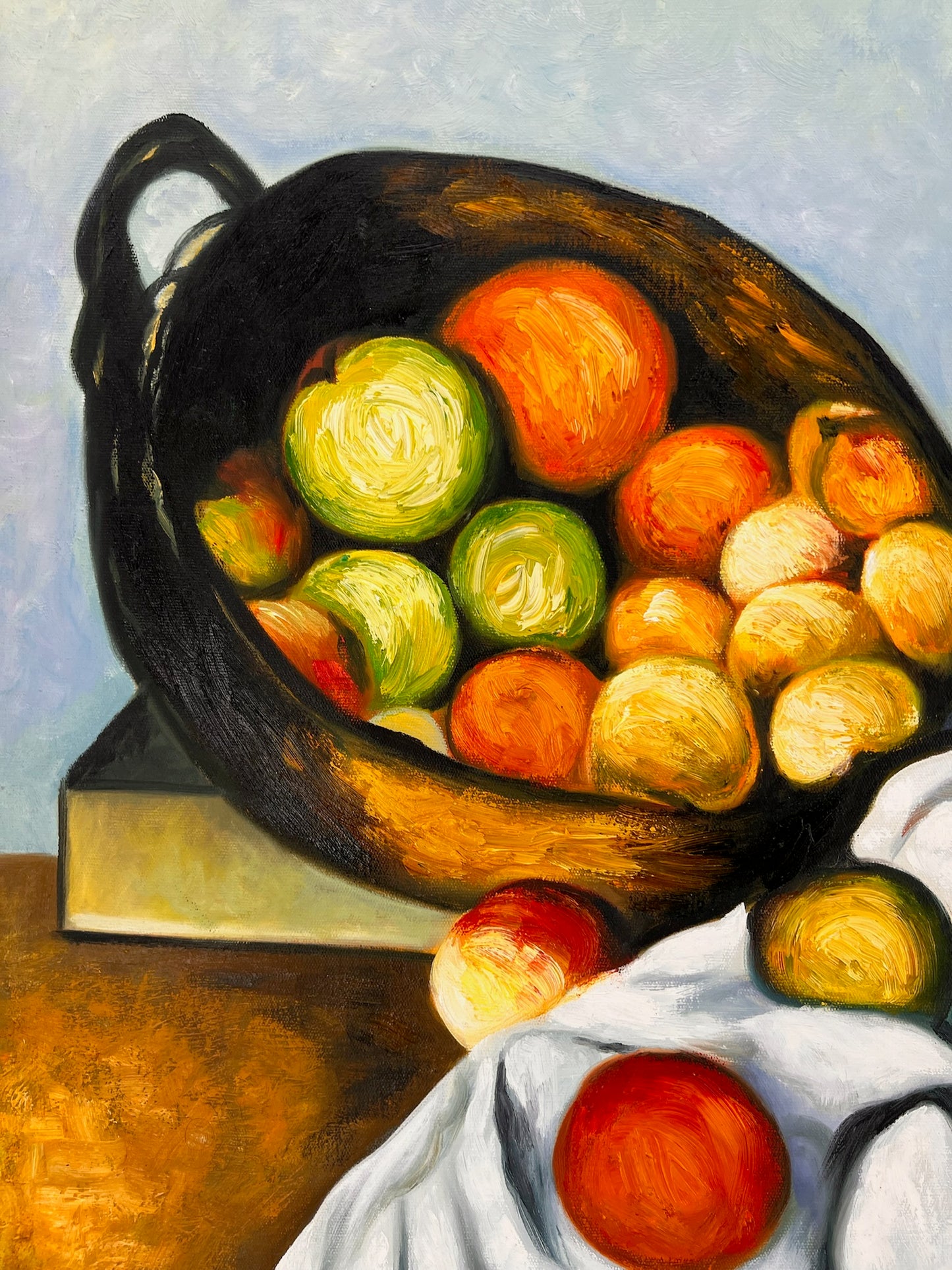 Fruit en cake – Handgeschilderd Post-impressionistisch Olieverfschilderij op Canvas (64 × 80 cm)