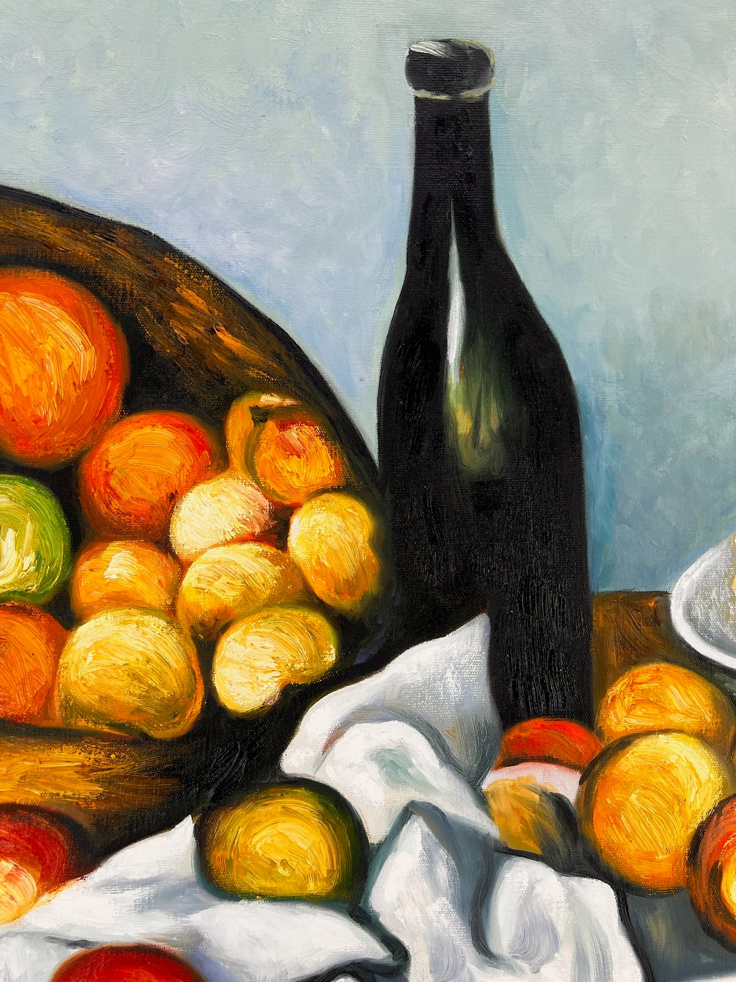 Fruit en cake – Handgeschilderd Post-impressionistisch Olieverfschilderij op Canvas (64 × 80 cm)