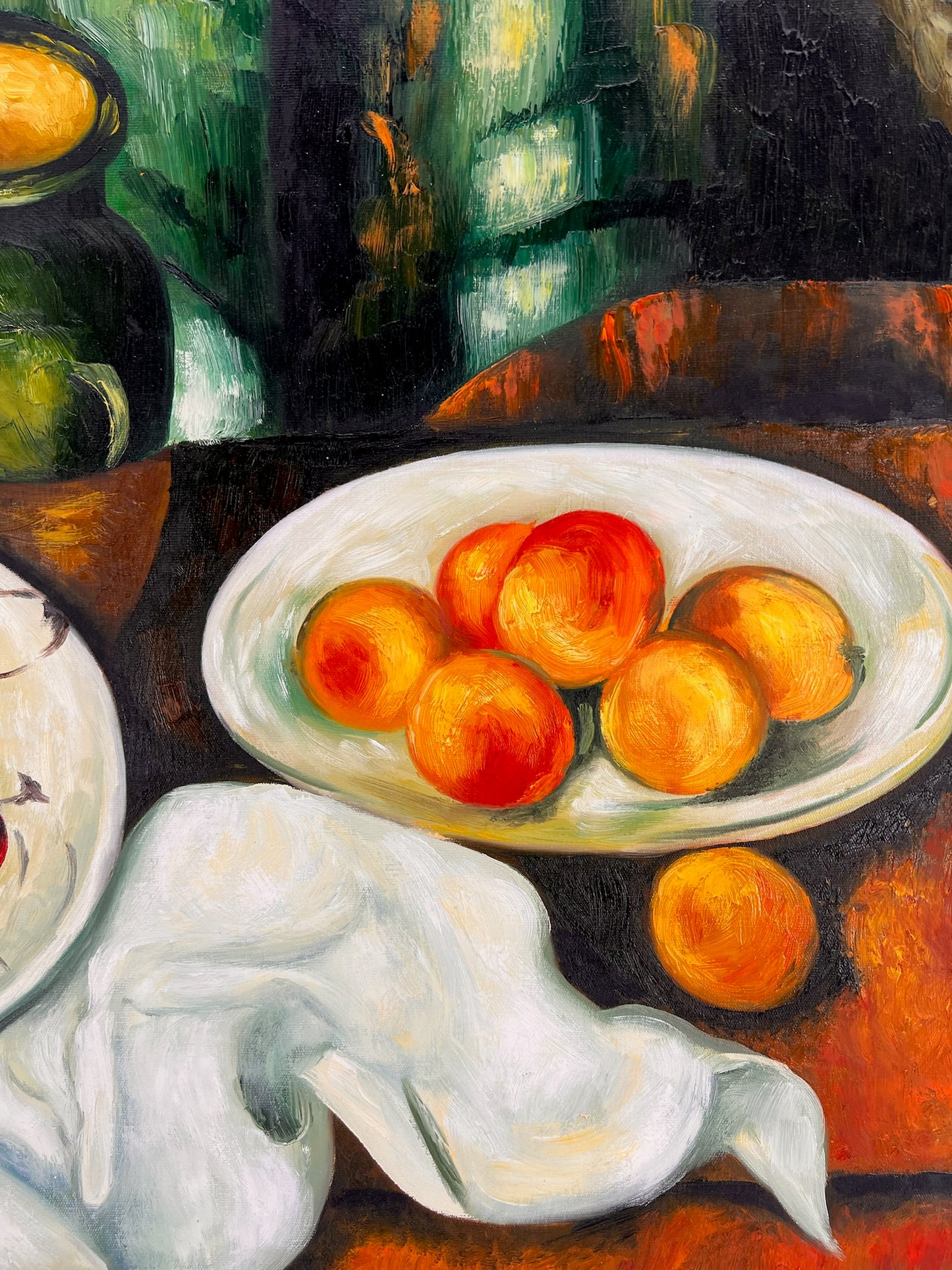 Cézanne – Bessen en fruit – handgeschilderd olieverf op canvas (164 × 80 cm) – framed on canvas