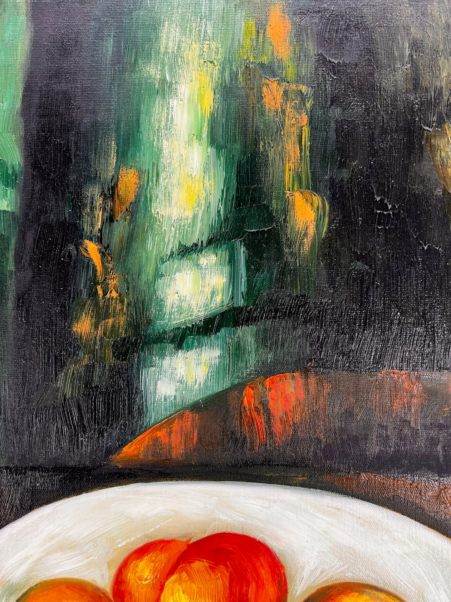 Cézanne – Bessen en fruit – handgeschilderd olieverf op canvas (164 × 80 cm) – framed on canvas