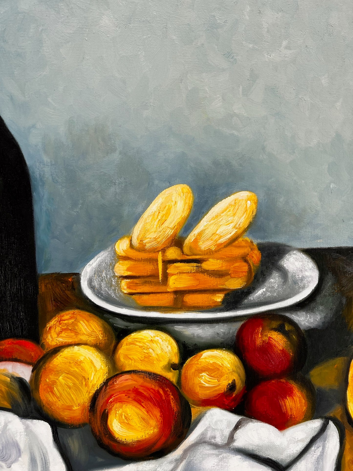 Fruit en cake – Handgeschilderd Post-impressionistisch Olieverfschilderij op Canvas (64 × 80 cm)