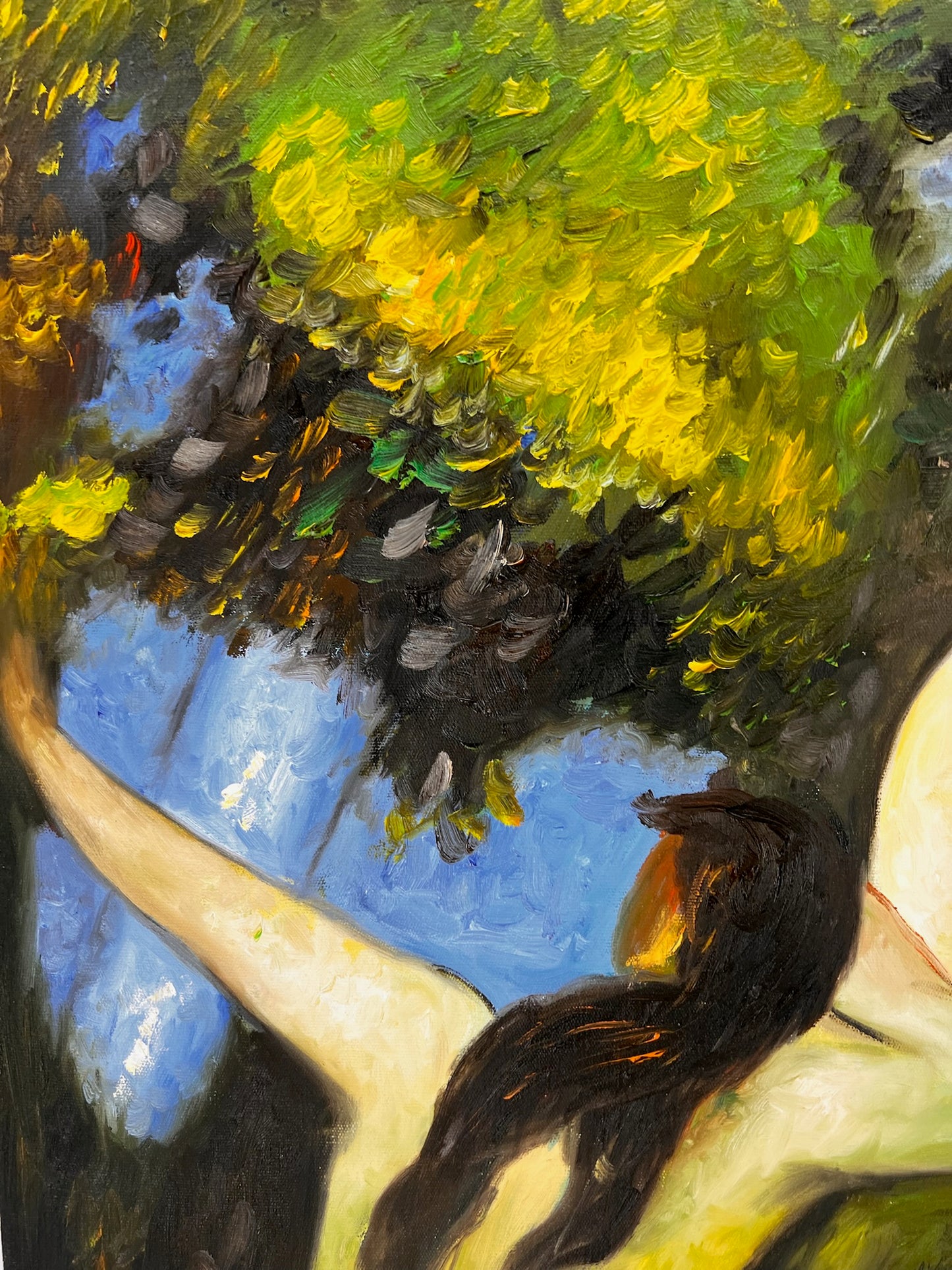 Baigneuses (naar Paul Cézanne) – Handgeschilderd Postimpressionistisch Olieverf op Canvas (64 × 80 cm)