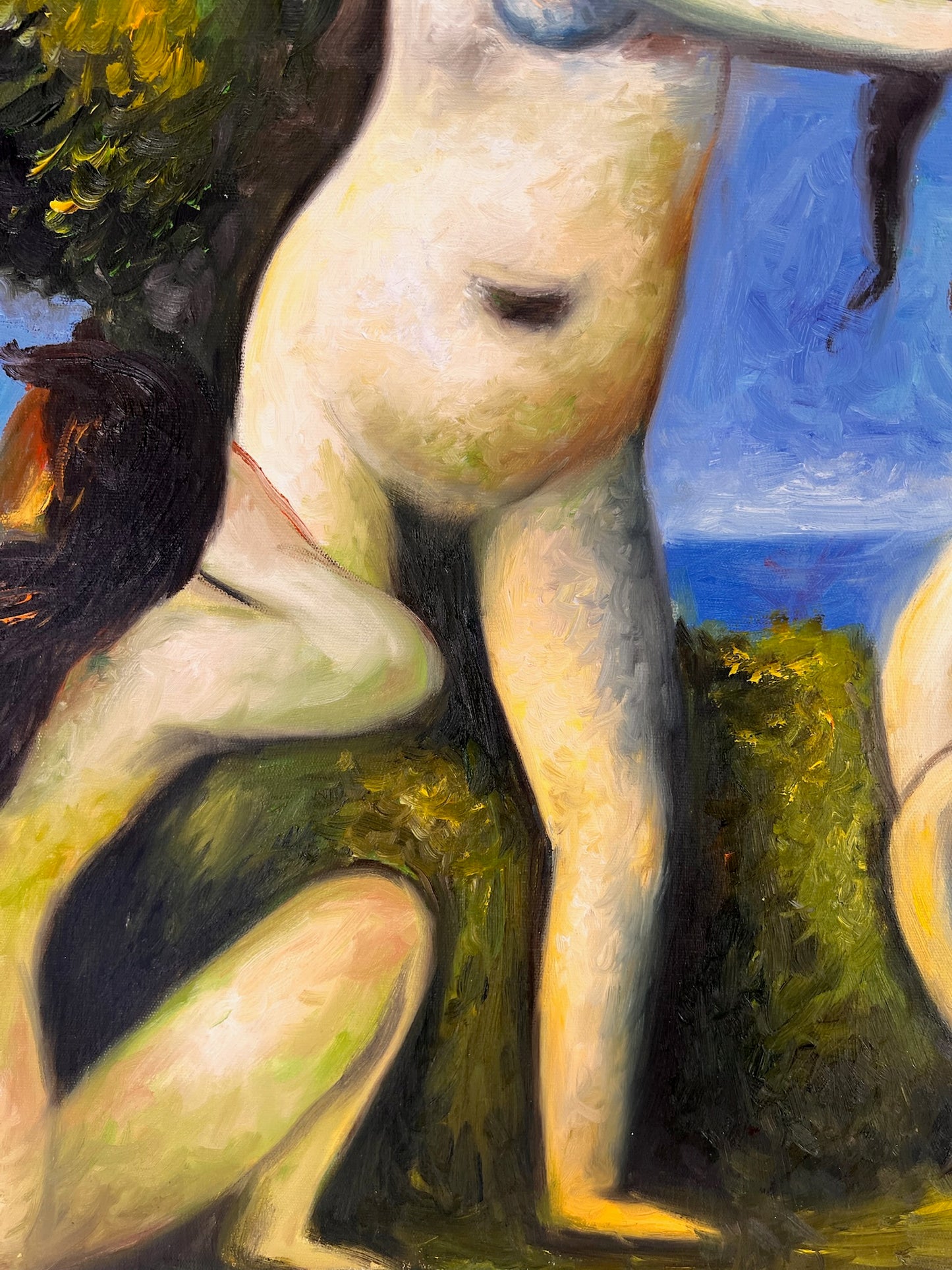 Baigneuses (naar Paul Cézanne) – Handgeschilderd Postimpressionistisch Olieverf op Canvas (64 × 80 cm)